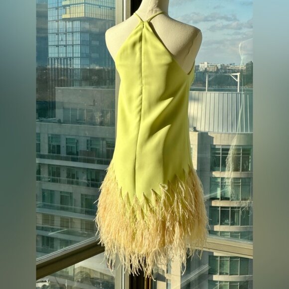 🆕 ALEXIS 🧿 NWOT Bristal Feather Trimmed Mini Dress, Yellow, Sz XS - Picture 8 of 16